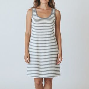 Boden Jersey Mini Basic Tank Top  Dress Cover Up Beach White Gray Stripe Small 4
